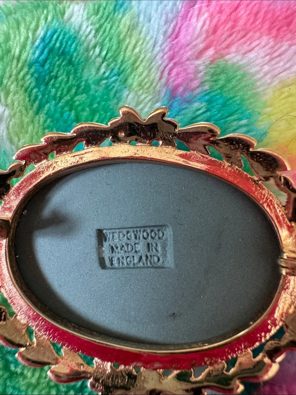 Wedgwood Gold and Black Oval Brooch